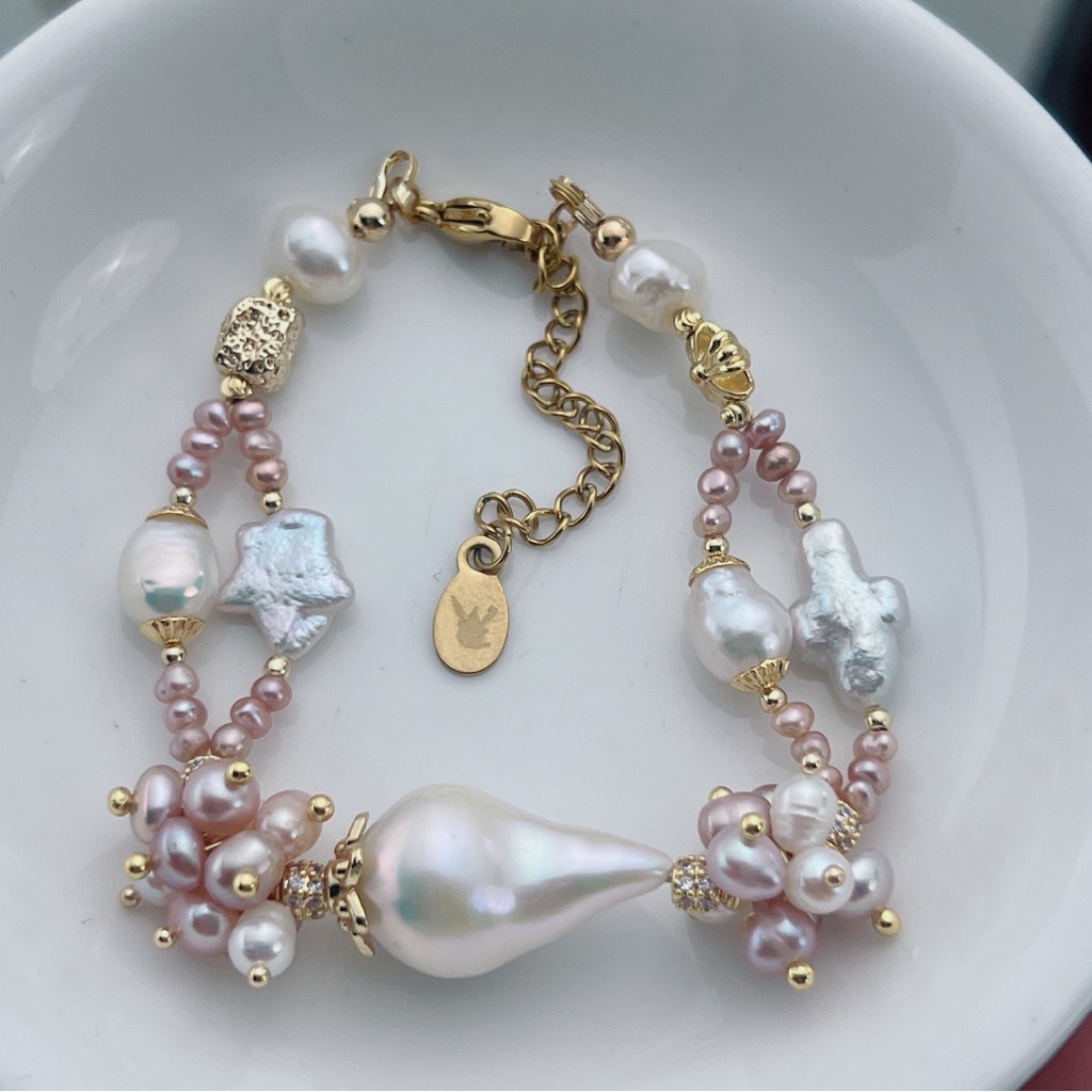 B263 Handmade Freshwater Baroque Pearls Bracelets